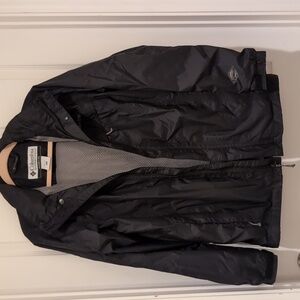 Columbia Mens Omni-Tech Hooded Waterproof Breathable Zipper Black Jacket SzM EUC